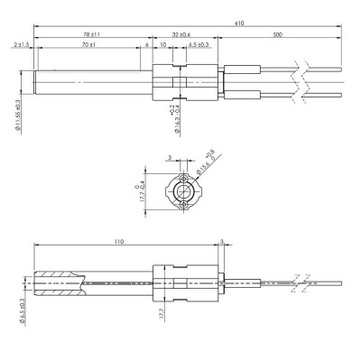 Keramische gloeibougie pelletkachel voor BURNiT, Palazzetti en andere, totale lengte 113mm, 260W - Pelletkachel onderdelen