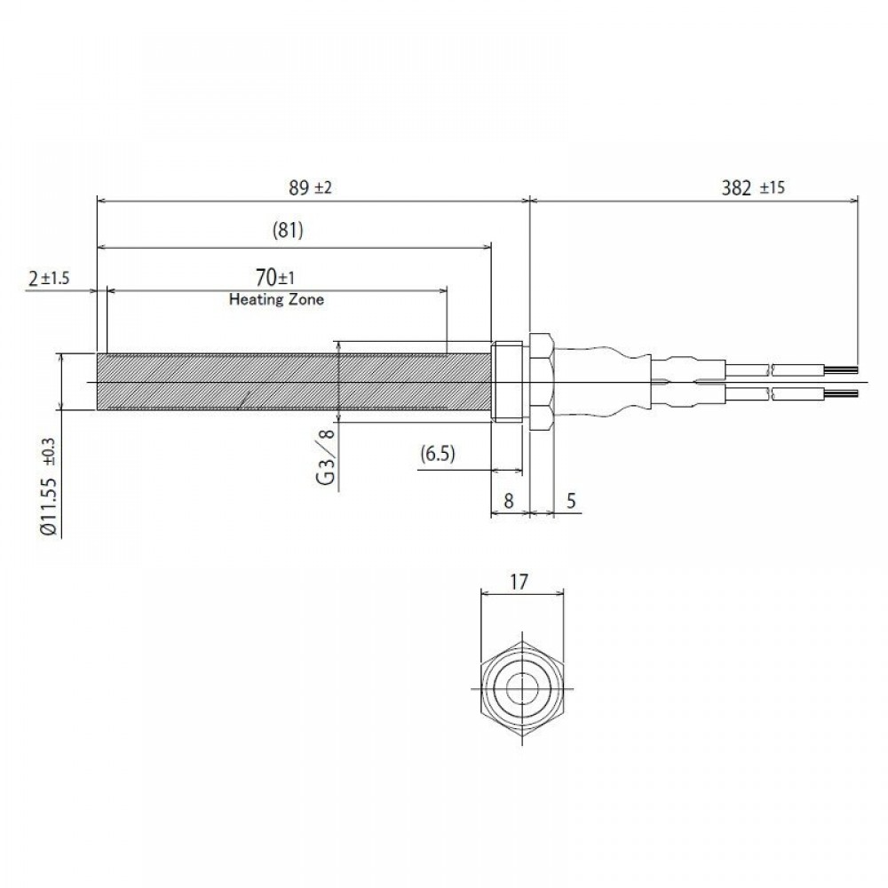 Keramische gloeibougie pelletkachel voor BURNiT, Deville en andere, totale lengte 94mm, 300W | Gloeibougie voor pelletkachel | Pelletkachel onderdelen |