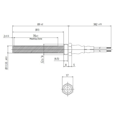 Keramische gloeibougie pelletkachel voor BURNiT, Deville en andere, totale lengte 94mm, 300W - Pelletkachel onderdelen
