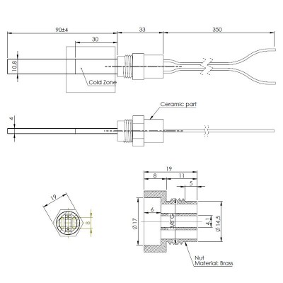 Laagspanning gloeibougie pelletkachel Eco Spar, BURNiT, ComfortBilt, totale lengte 123mm, 120W tot 24V - Pelletkachel onderdelen