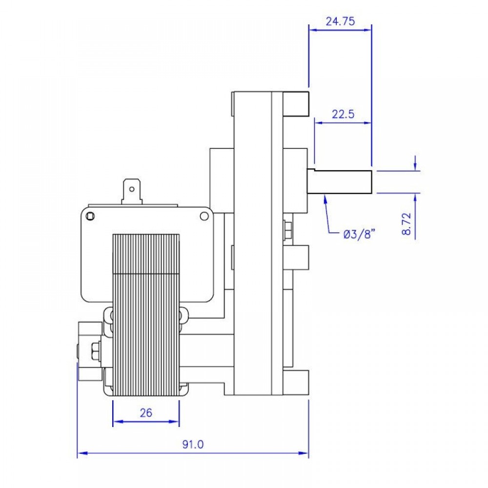 Vijzelmotor pelletkachel Mellor FB1183, 2 RPM voor Prity, Adler, Anselmo Cola, Arce, Caminetti Montegrappa, Edilkamin, Italiana Camini, Ecoforest en anderen | Vijzelmotor voor pelletkachel | Pelletkachel onderdelen |