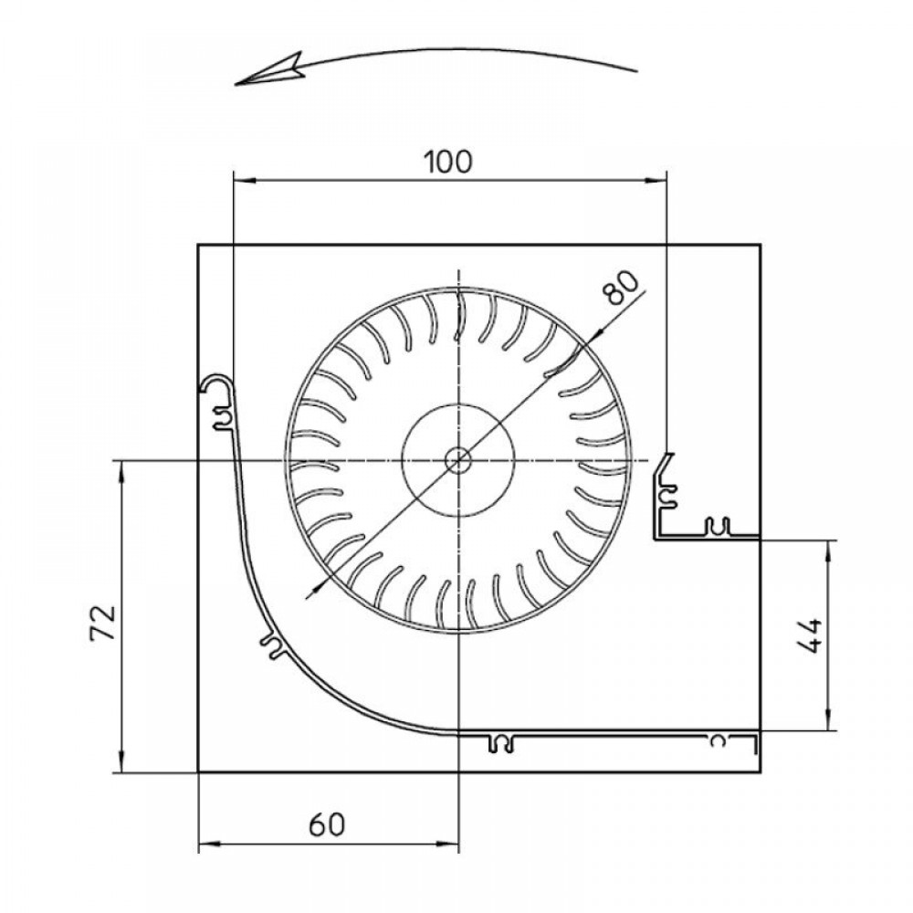 Tangentiële ventilator Fergas voor pelletkachels Cadel en anderen met Ø80 mm, Flow 305 m³/h | Ventilatoren en blazers | Pelletkachel onderdelen |