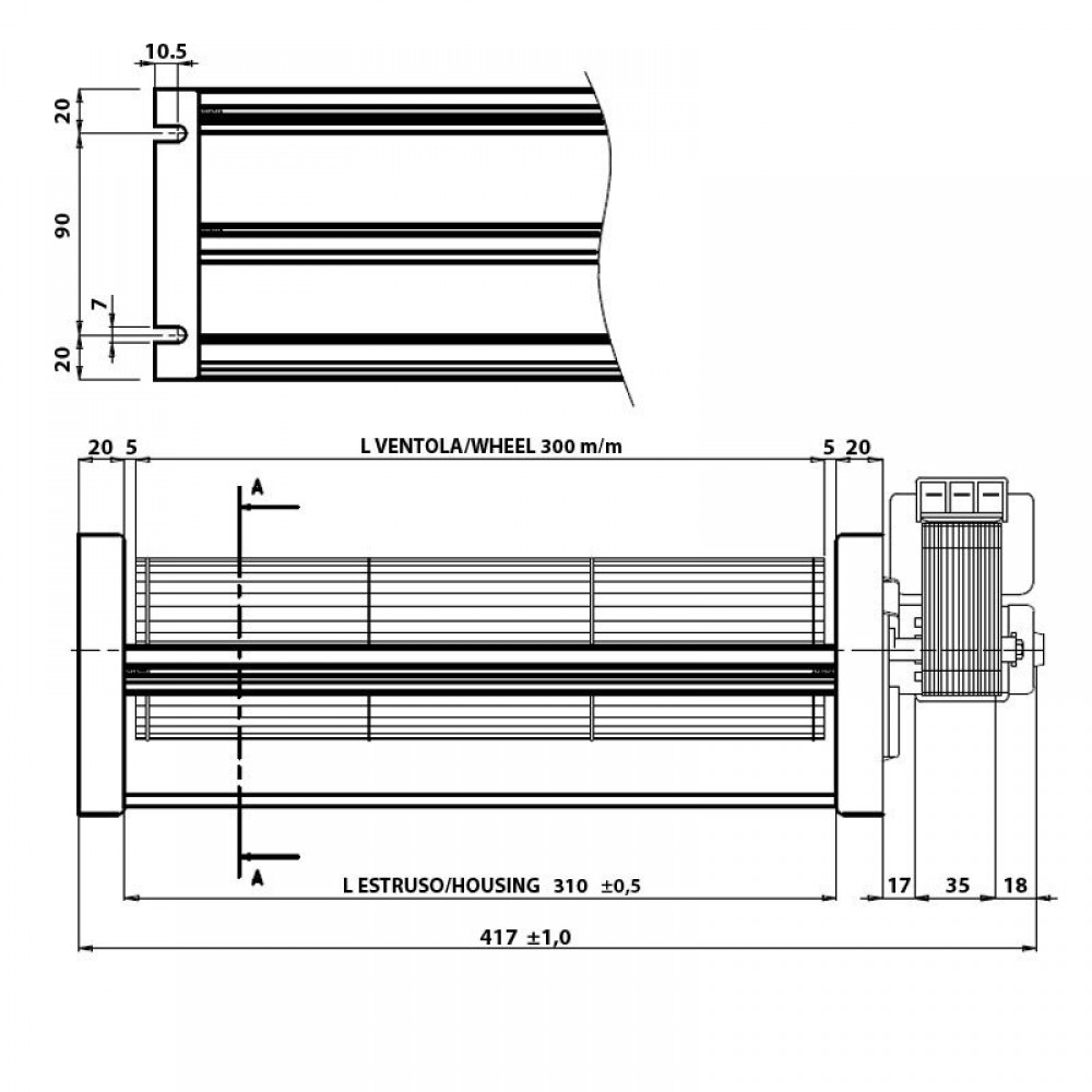Tangentiële ventilator voor pelletkachels Eva Calor, Sideros, met Ø80 mm, debiet 250 m³/h | Ventilatoren en blazers voor pelletkachel | Pelletkachel onderdelen |