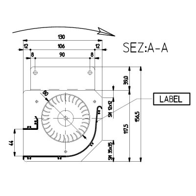 Tangentiële ventilator voor pelletkachels Edilkamin en andere met Ø80 mm, Flow 485 m³/h - Fergas