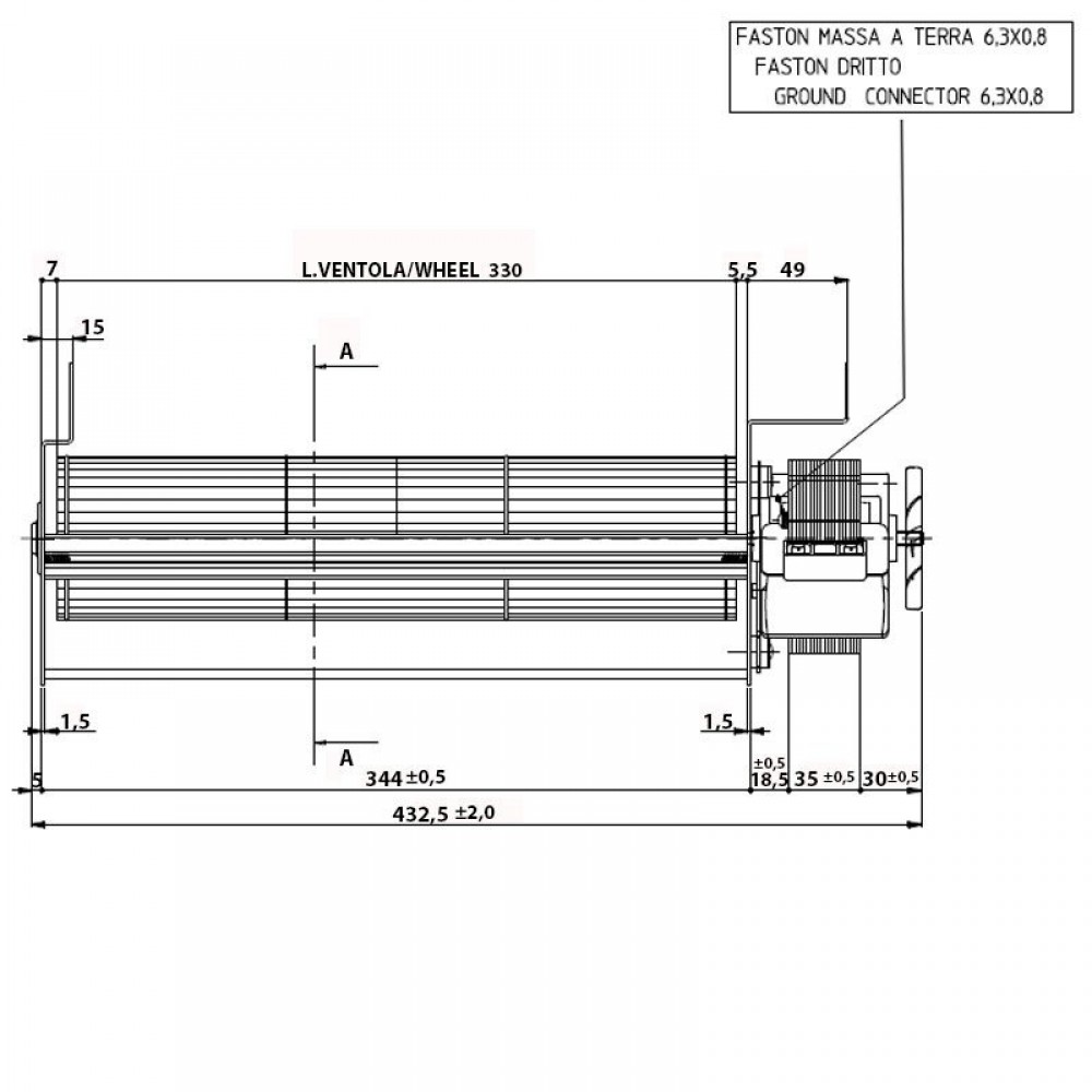 Tangentiële ventilator voor pelletkachels Edilkamin en andere met Ø80 mm, Flow 485 m³/h | Ventilatoren en blazers | Pelletkachel onderdelen |