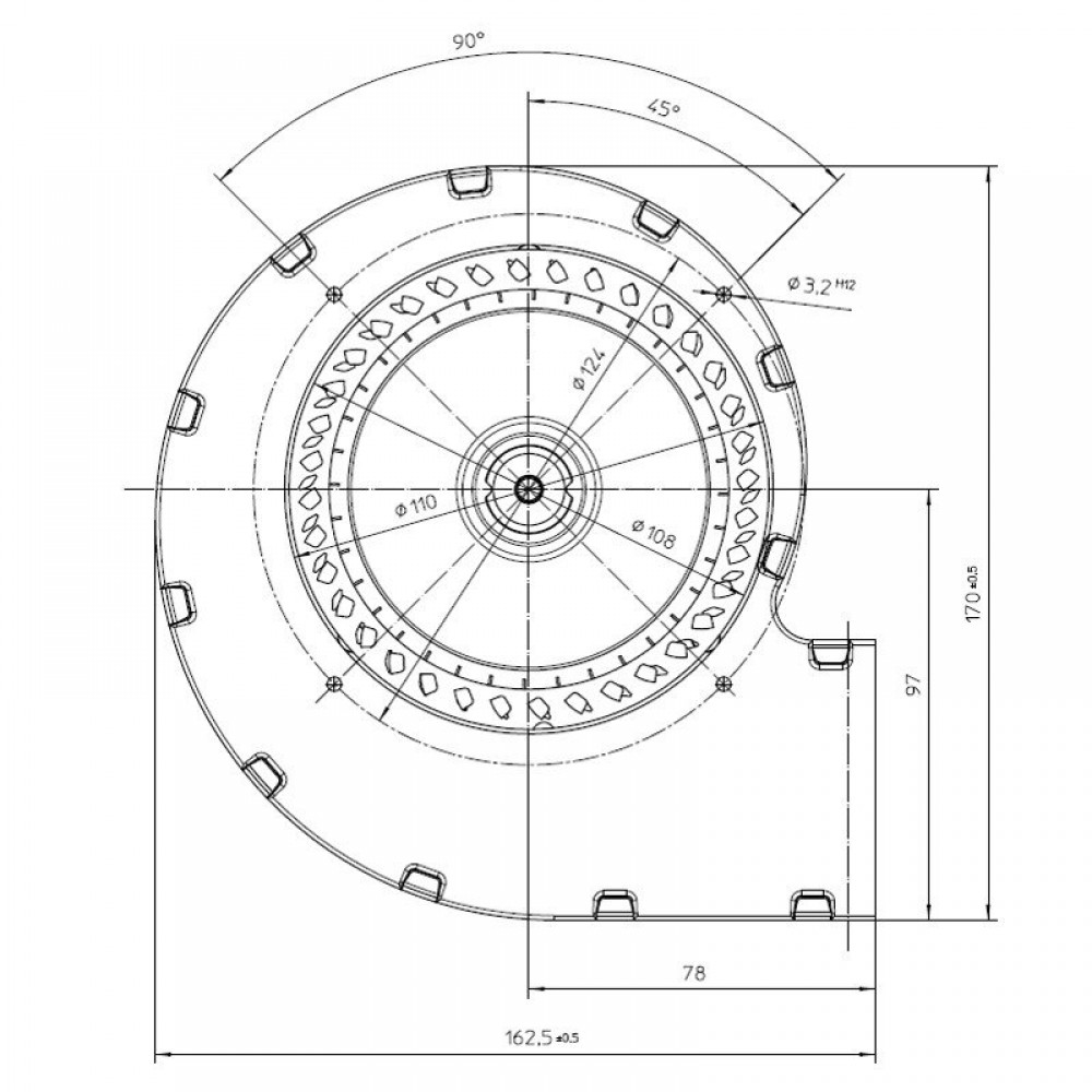 Centrifugaalventilator EBM voor pelletkachels Ecoteck, Edilkamin, Ravelli e.a., debiet 140 m³/h | Ventilatoren en blazers | Pelletkachel onderdelen |