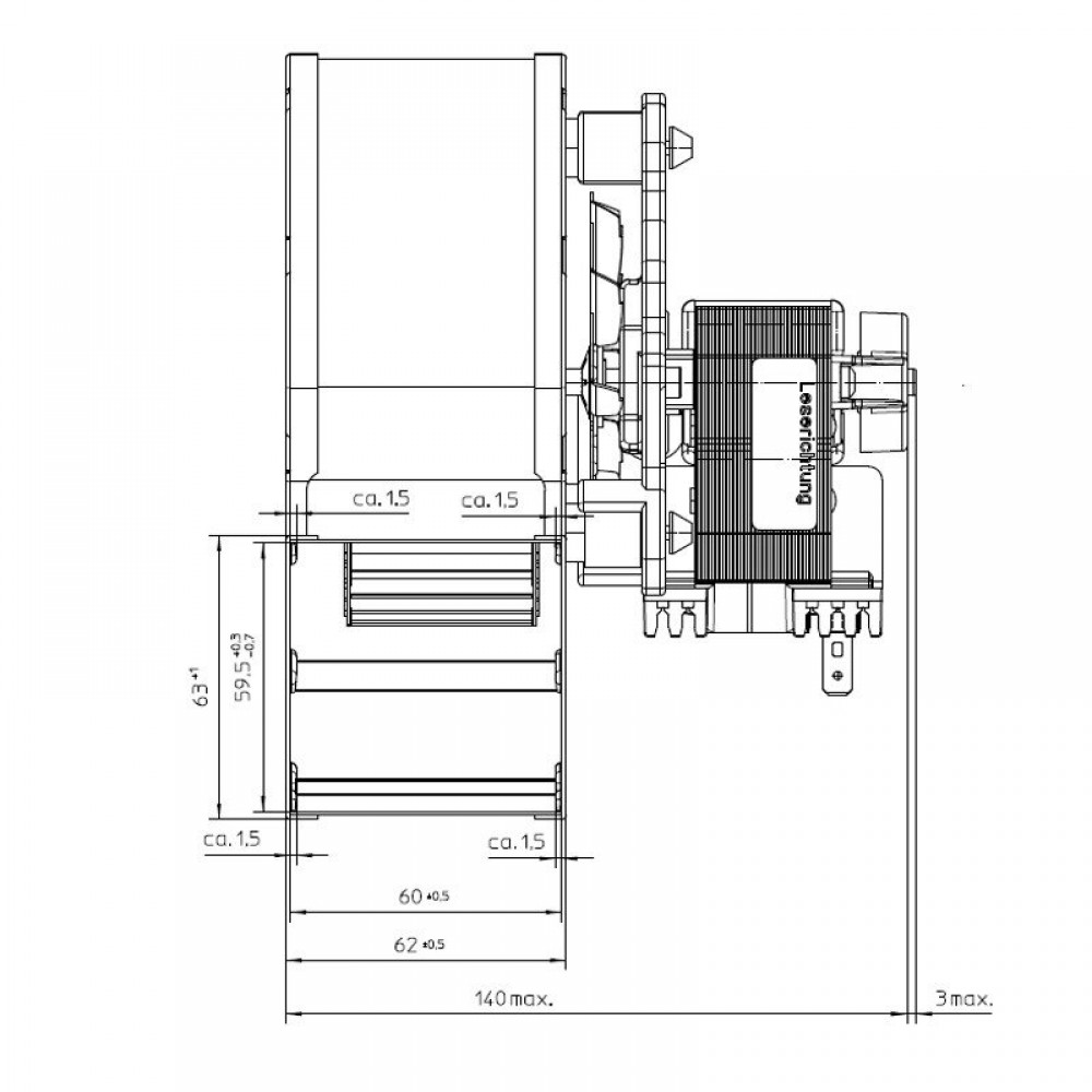 Centrifugaalventilator EBM voor pelletkachels Ecoteck, Edilkamin, Ravelli e.a., debiet 140 m³/h | Ventilatoren en blazers | Pelletkachel onderdelen |