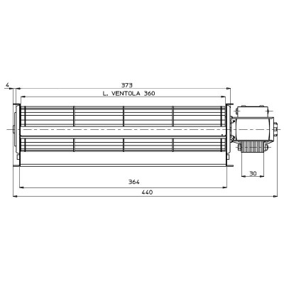 Tangentiële ventilator Fergas voor pelletkachels Ferroli, Lincar, Olimpia Splendid e.a. met Ø60 mm, Flow 210 m³/h - Fergas