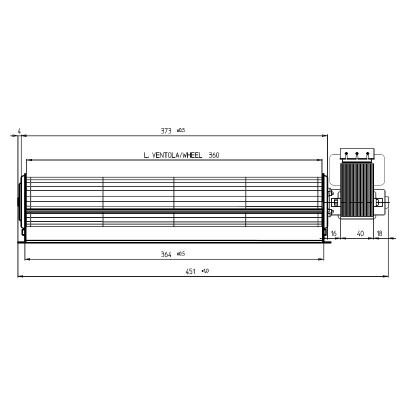 Tangentiële ventilator Fergas voor pelletkachels Superior en andere, met Ø60 mm, Debiet 290 m³/h - Fergas