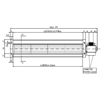 Tangentiële ventilator voor pelletkachels Cadel, Deville, Edilkamin en anderen, met Ø60 mm, debiet 190 m³/h - Fergas