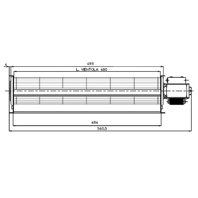 Tangentiële ventilator Fergas voor pelletkachels Edilkamin, Cadel en anderen, met Ø60 mm, Debiet 250 m³/h - Fergas