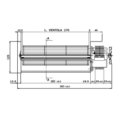 Tangentiële ventilator Fergas voor pelletkachels Edilkamin en andere met Ø80 mm, Flow 337 m³/h - Fergas
