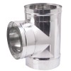 Dubbelwandig T-stuk kachelpijp 90° met kap, Isolatie, RVS AISI 304, Ф200-250