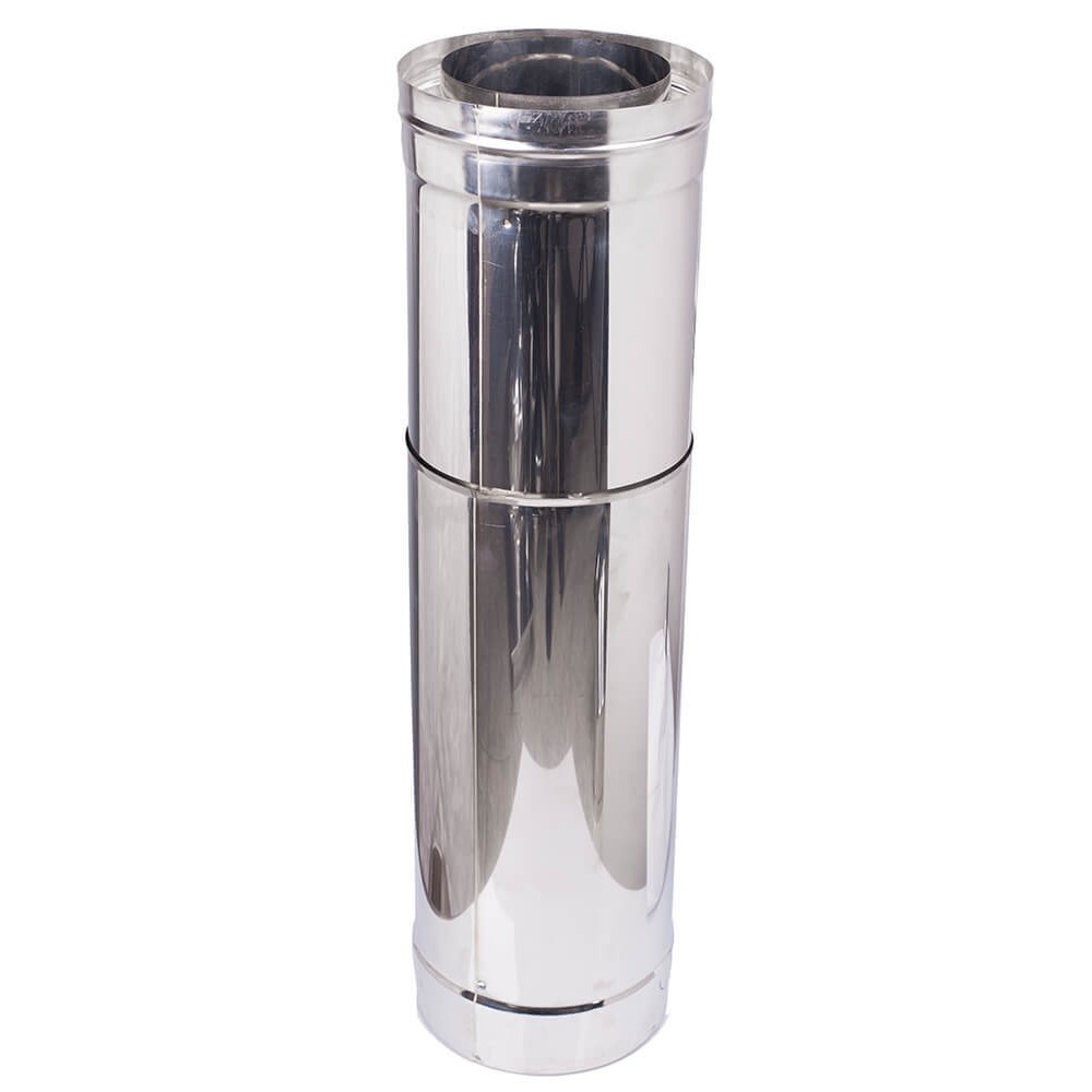 Telescopisch dubbelwandig rookkanaal, RVS AISI 304, Recht, Geïsoleerd, Lengte 51 - 90cm, Ф80-130 - Ф300-350