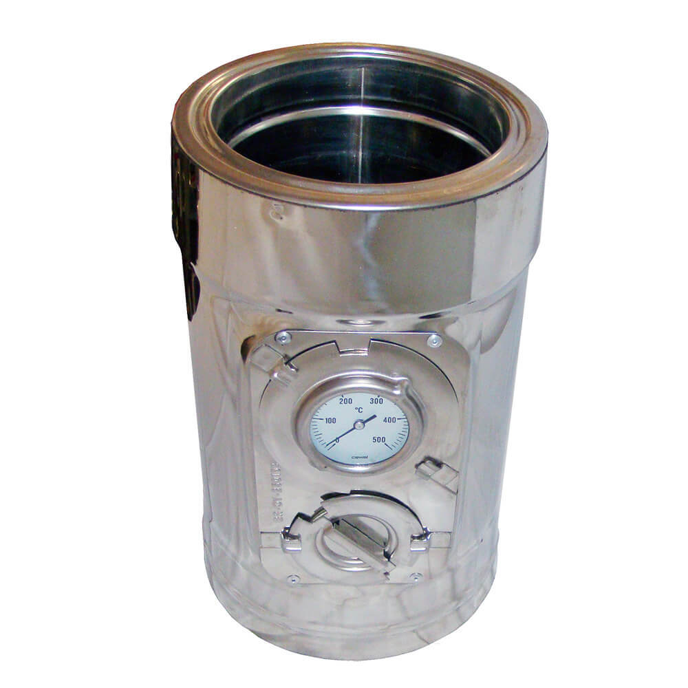 Dubbelwandig inspectie-element met thermometer, RVS AISI 304, Recht ...