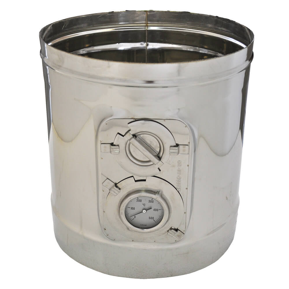 Inspectie-element met thermometer, RVS AISI 304, Recht, Ф300 | Rookkanaal | Schoorstenen |