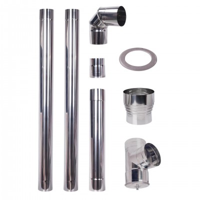Rookkanaal set voor pelletkachel, roestvrij staal AISI 304, 80-130 mm - 80-150 mm - Productenvergelijking